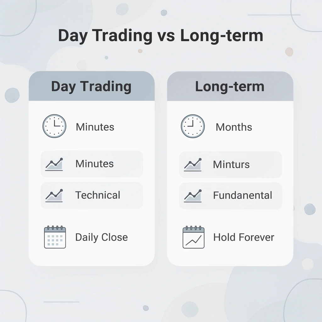 Comparison between day trading and long-term investing approaches