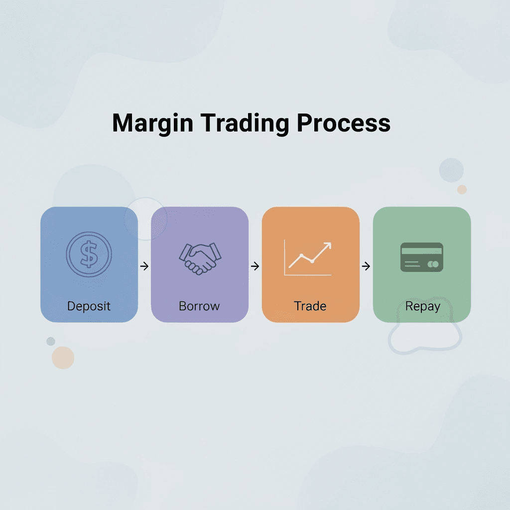 Process flow showing the four steps of margin trading