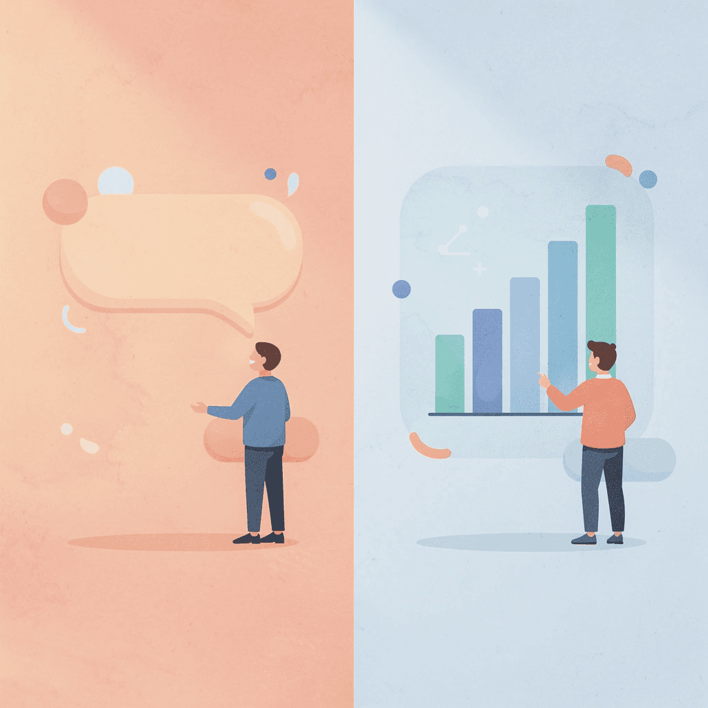 Split scene illustration comparing systematic vs random trading approaches