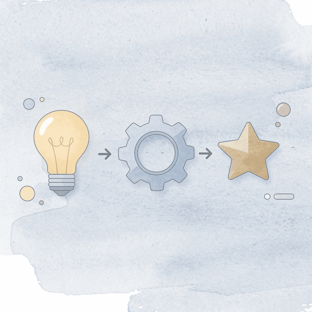 Three icons showing progression from discipline to setups to execution