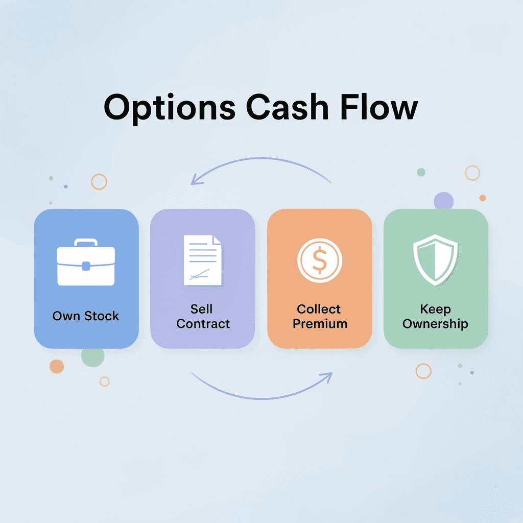 Process flow showing options trading cash flow steps