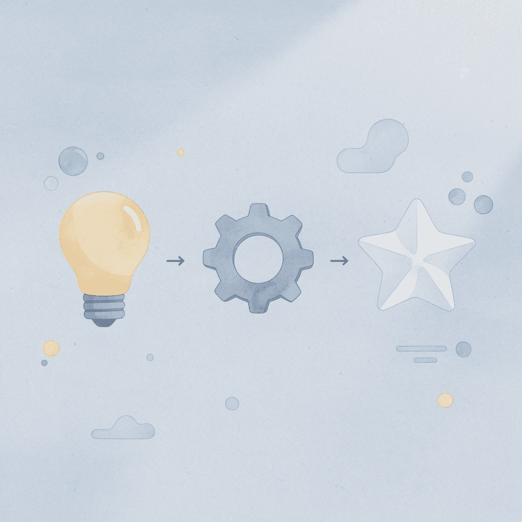 Three connected icons showing business process flow