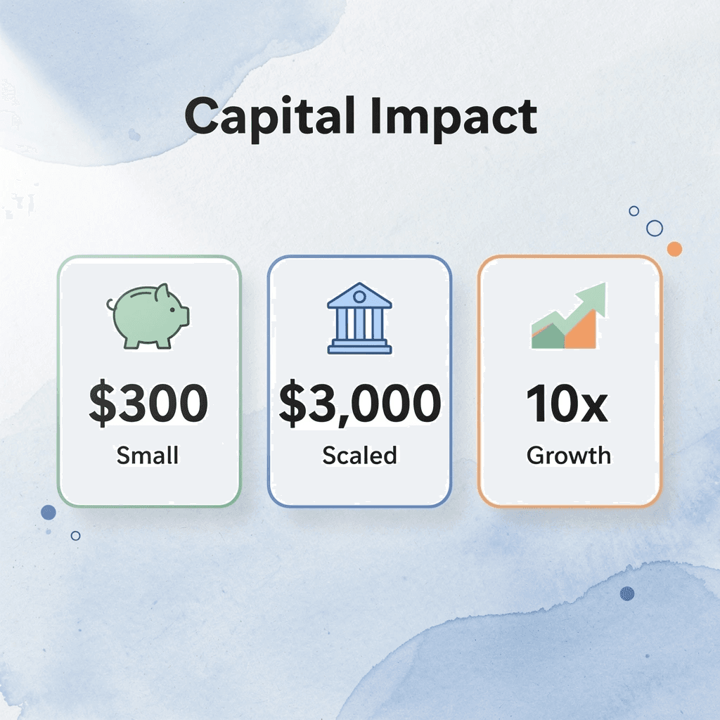 Statistics showing capital impact on monthly returns