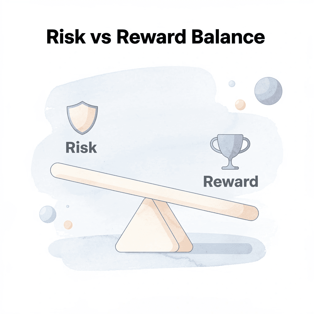 Balance scale showing risk versus reward in trading
