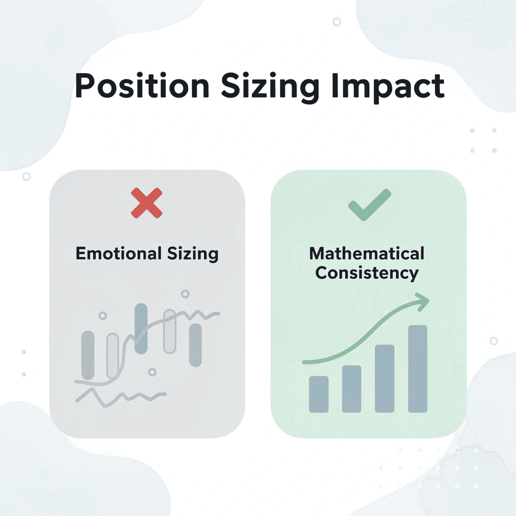 Before and after comparison showing transformation from emotional sizing to mathematical consistency
