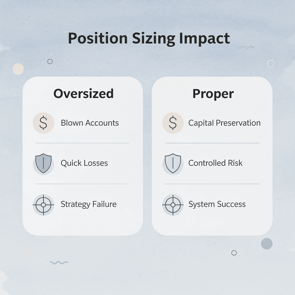 Comparison between oversized and proper position sizing effects