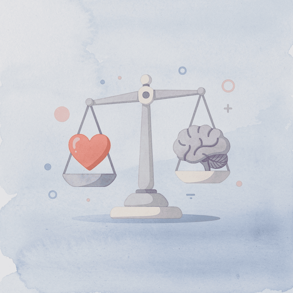 Balance scale comparing risk and protection in trading