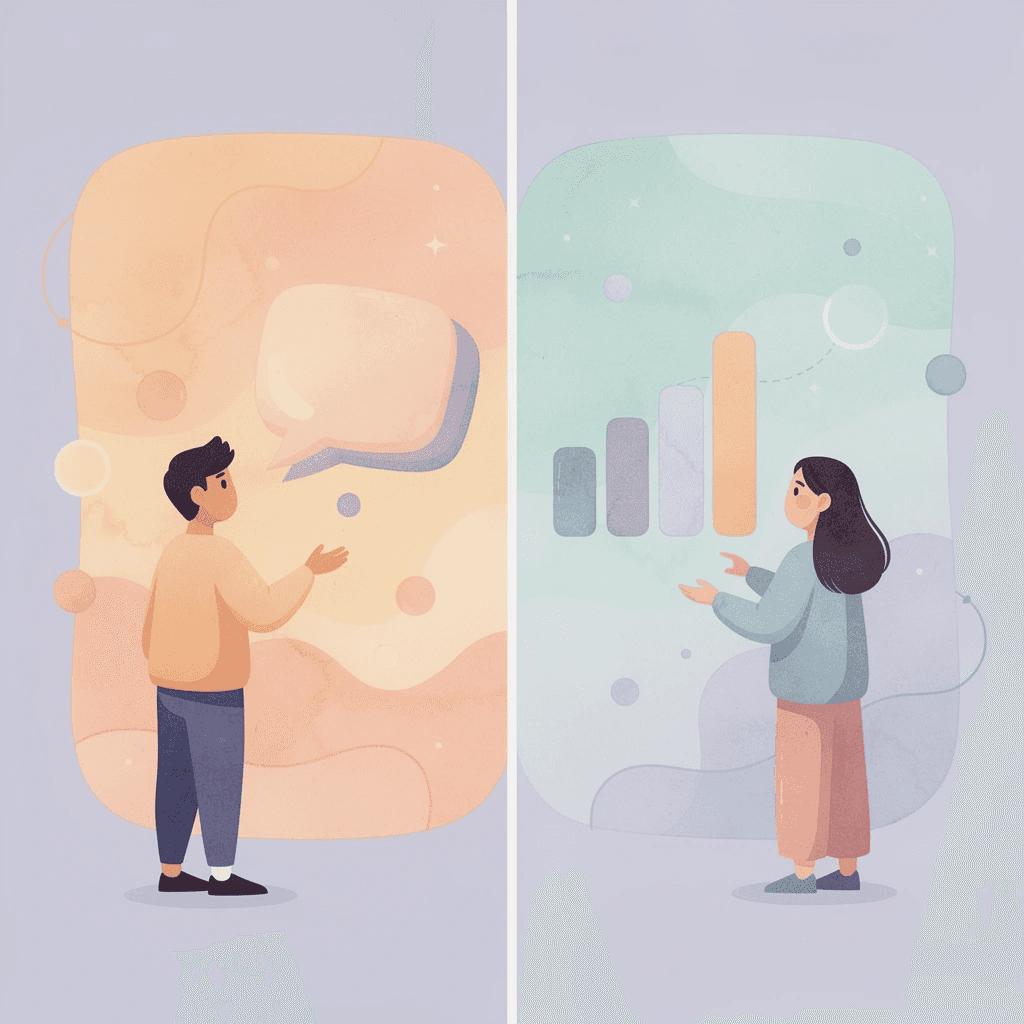 Split scene showing contrast between small account struggles and institutional capital success