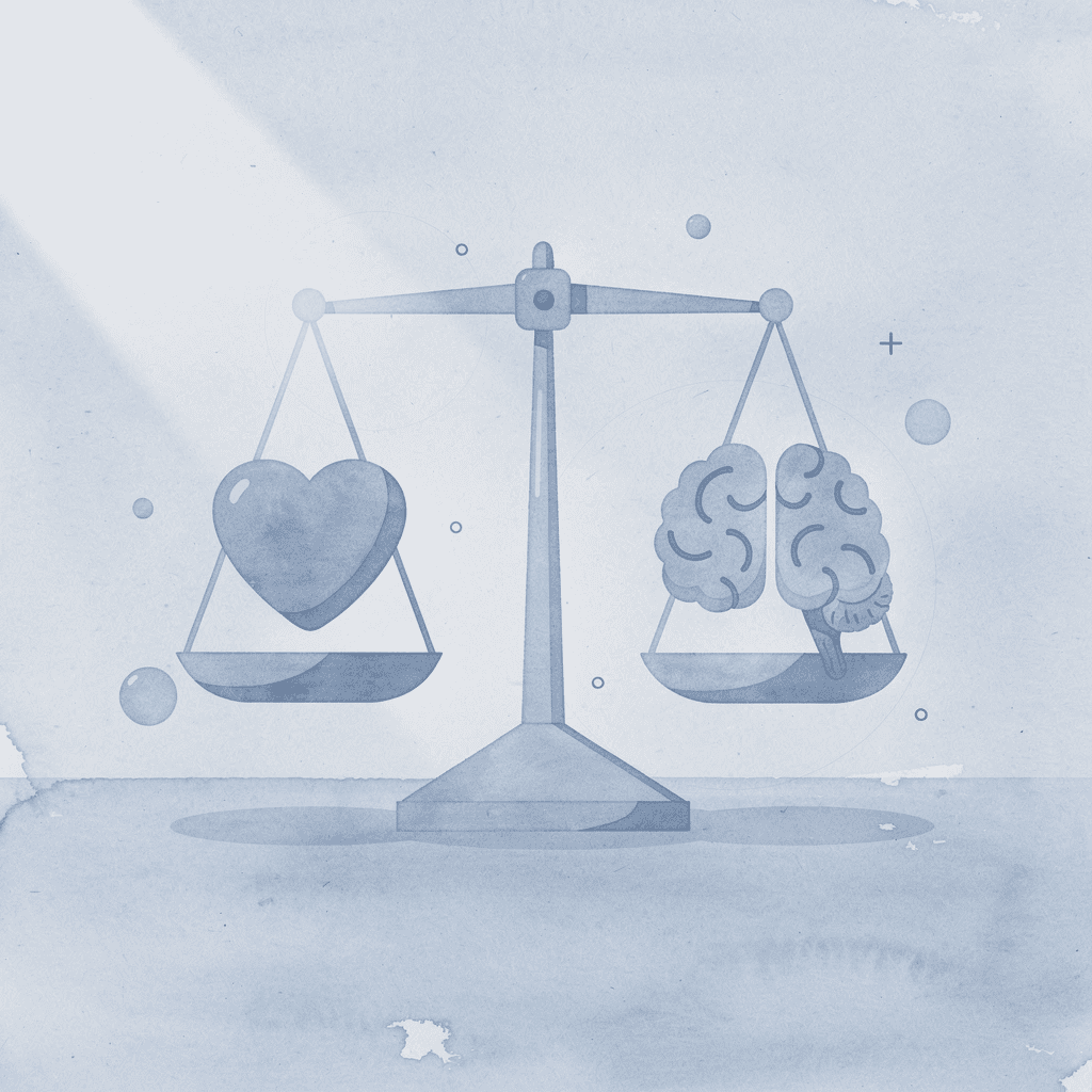 Balance scale comparing patient trading versus rushed trading