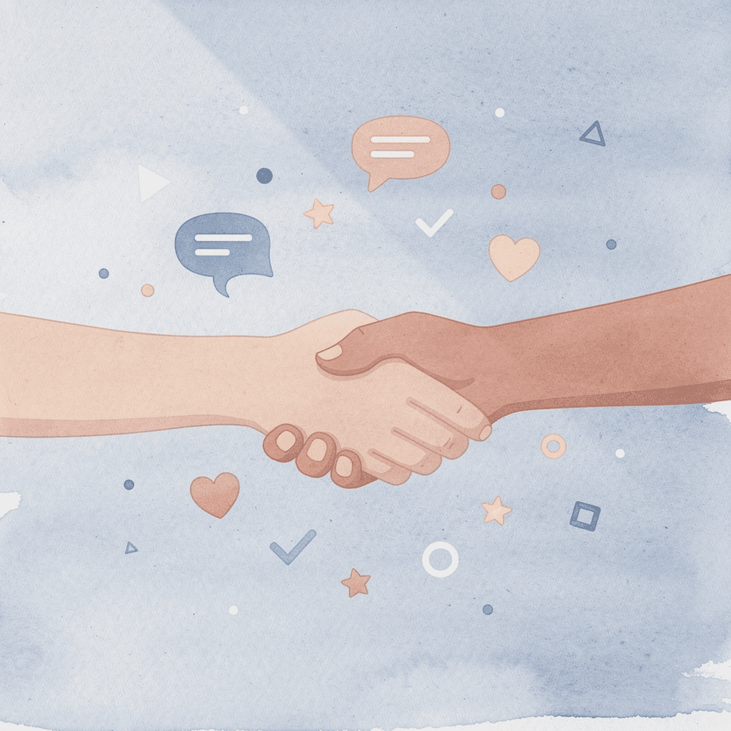 Partnership scene representing collaboration between trader and prop firm