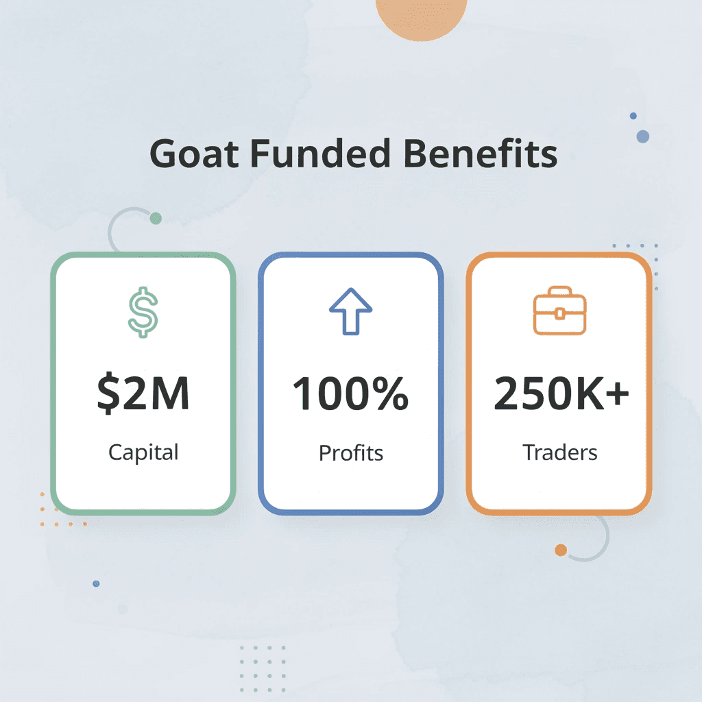 Key metrics showing $2M capital, 100% profits, and 250K+ traders
