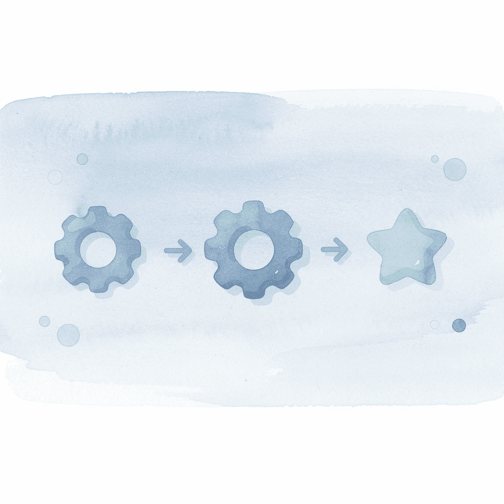Three connected gears representing a consistent trading process