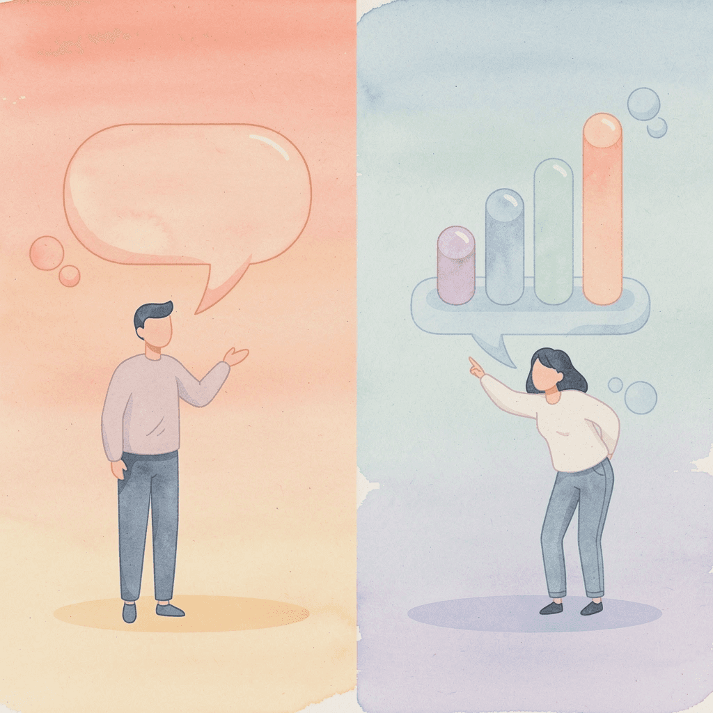  Split scene showing organized trading approach versus chaotic gut-feeling approach