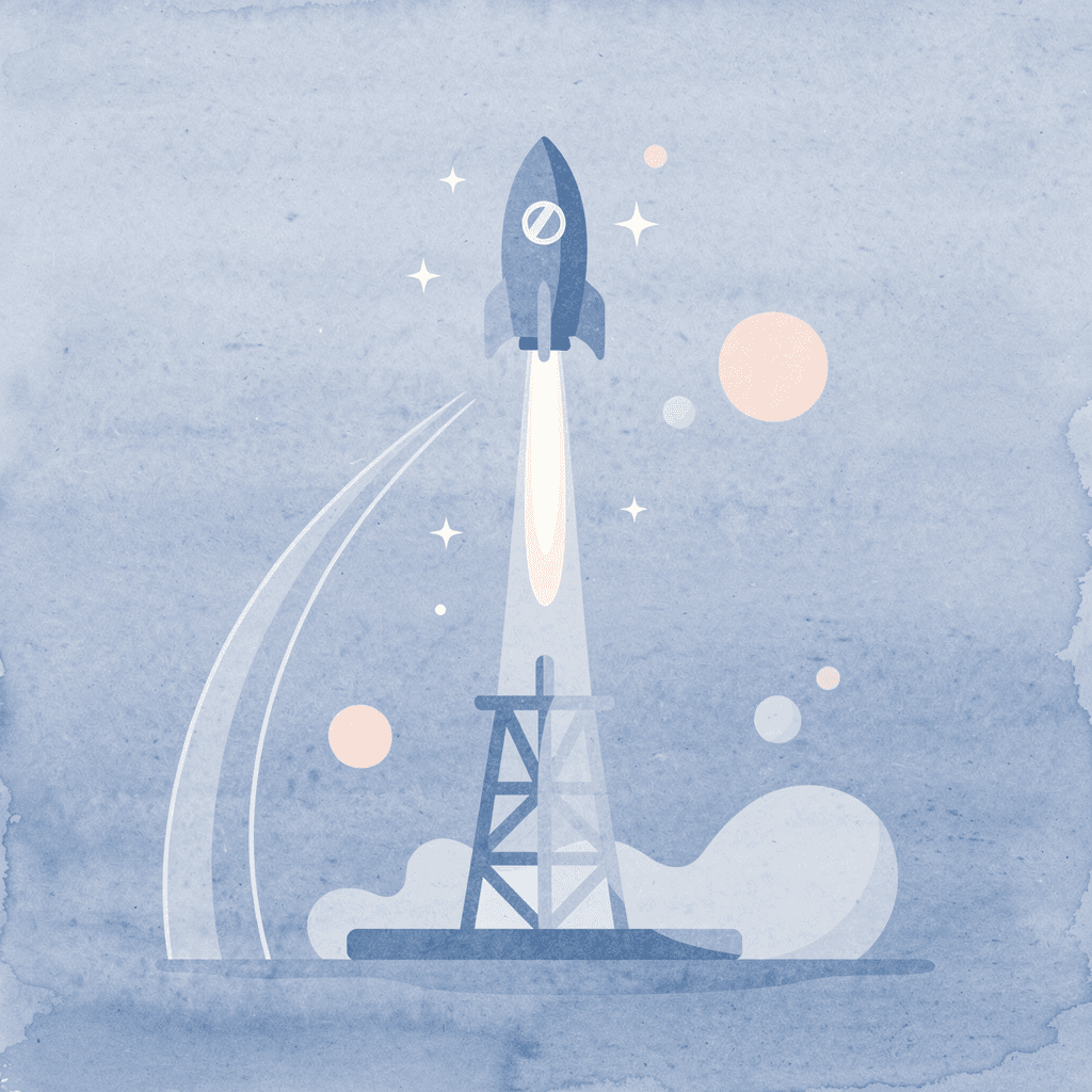 Rocket launching upward representing account scaling