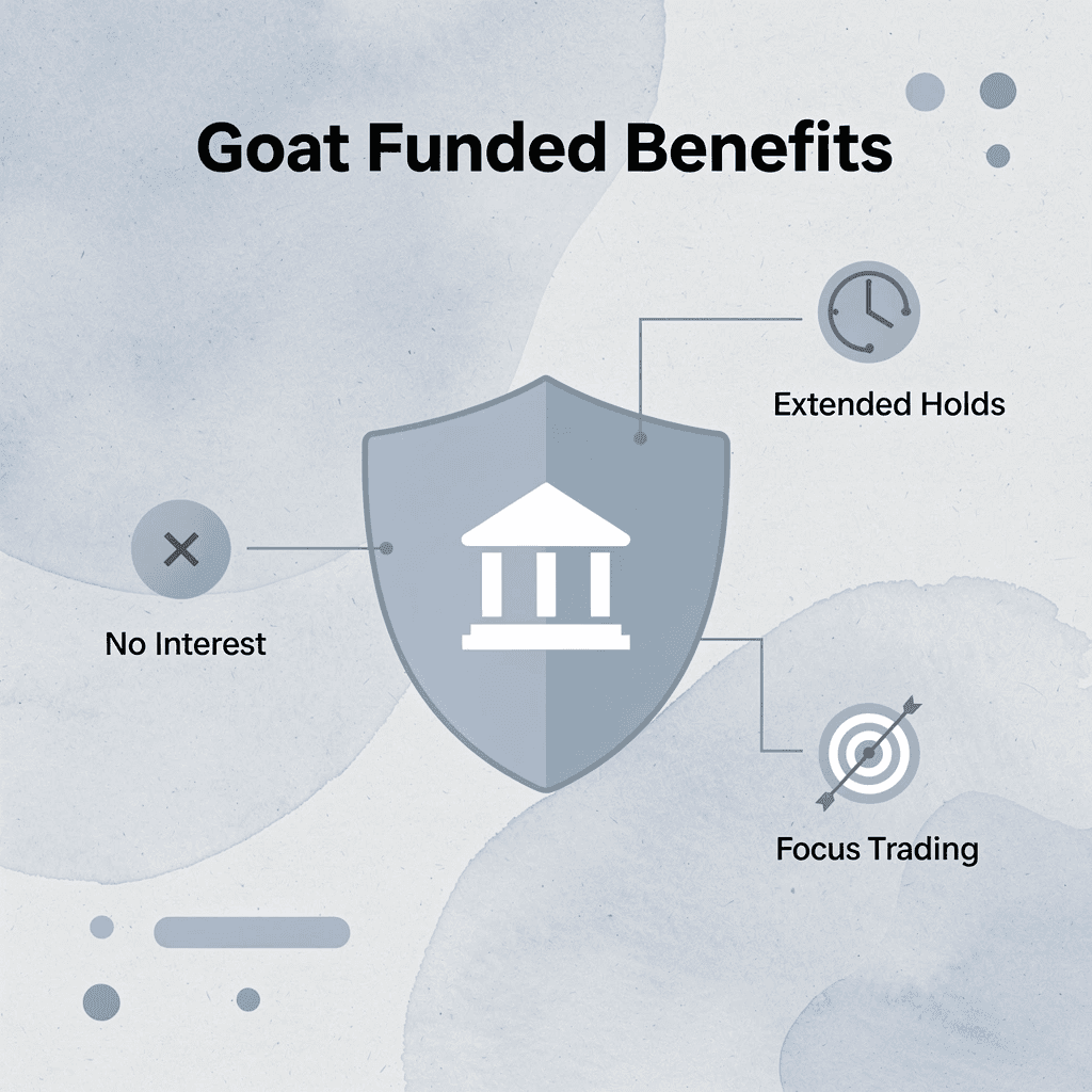Shield badge showing Goat Funded Trader benefits with firm capital protection
