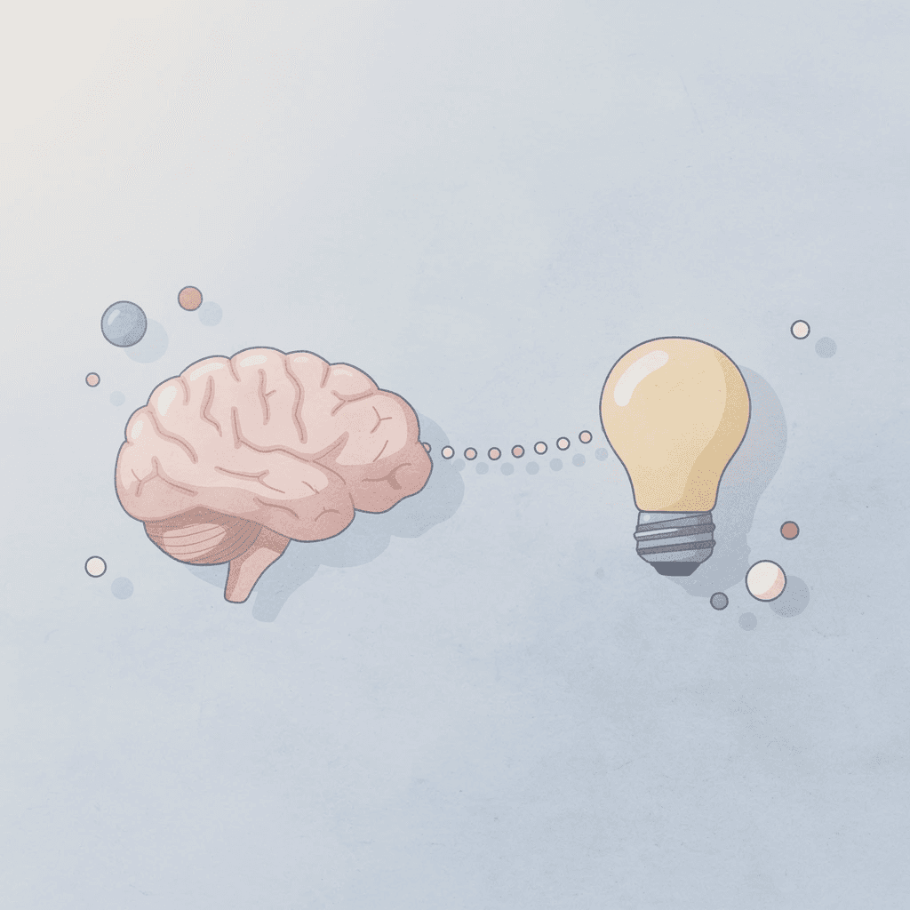 Brain connected to target showing knowledge to application gap