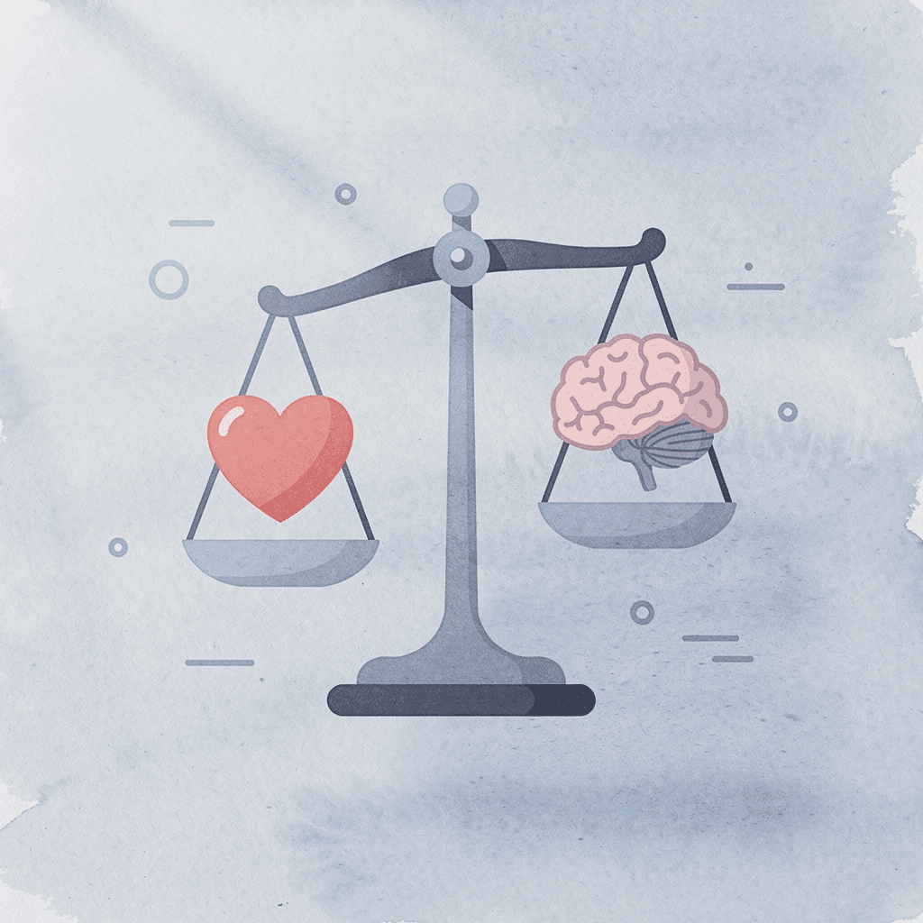 Balance scale comparing consistent percentage-based sizing with uncertain variable sizing
