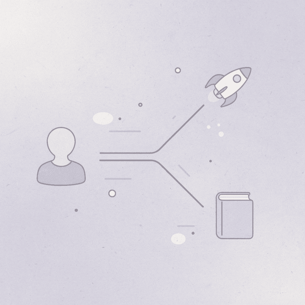 Dollar sign icon splitting into two paths representing classification choice
