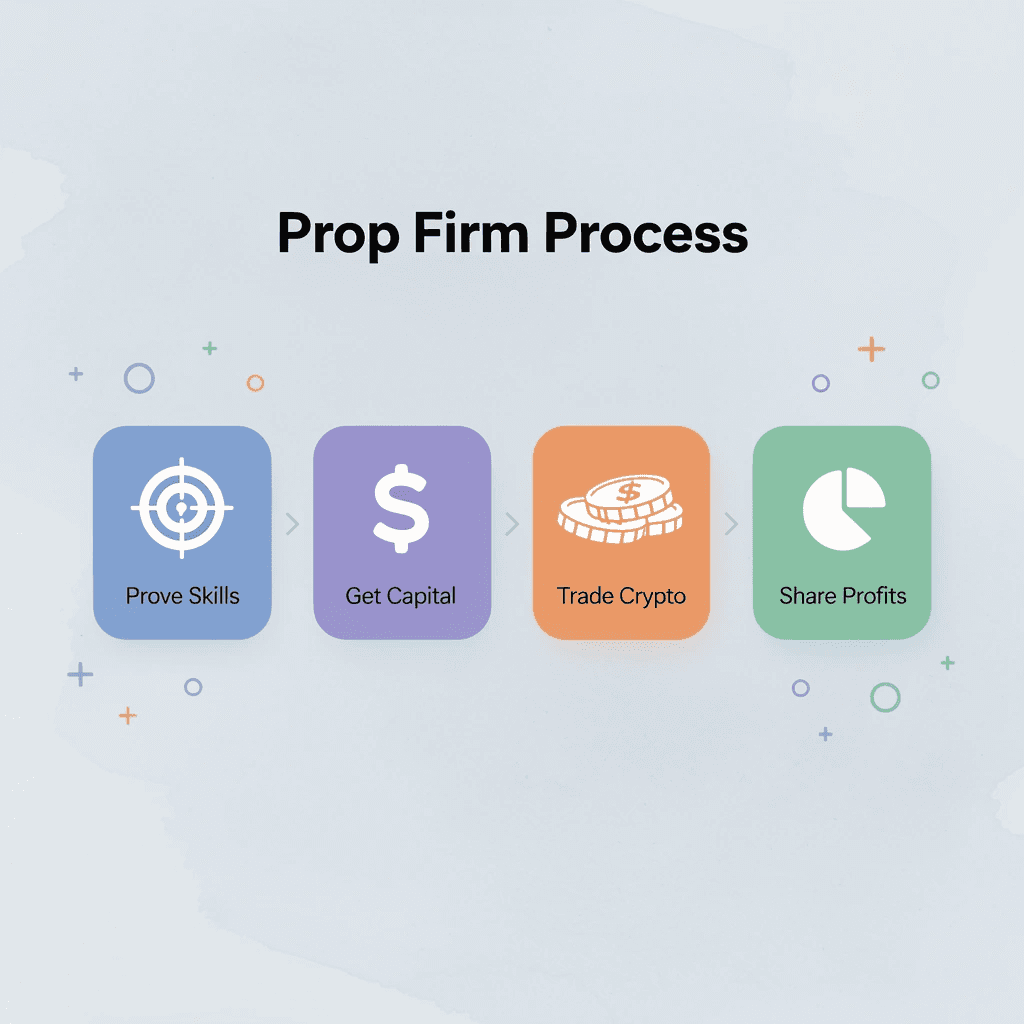 Process flow showing how crypto prop firms work