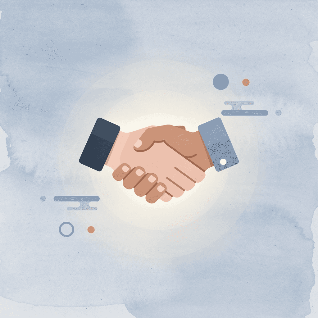 Handshake icon representing partnership between crypto prop firm and trader