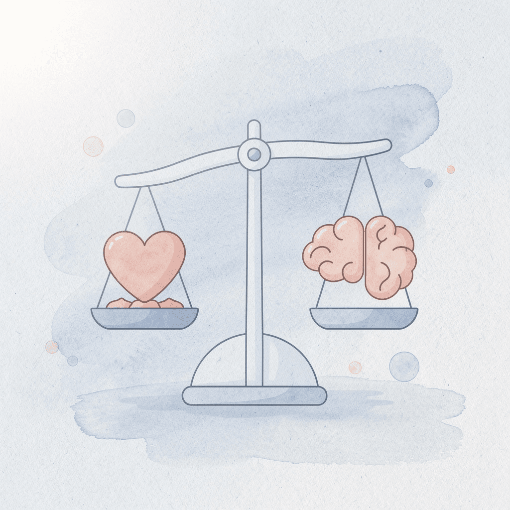 Balance scale showing emotional trading versus disciplined strategy
