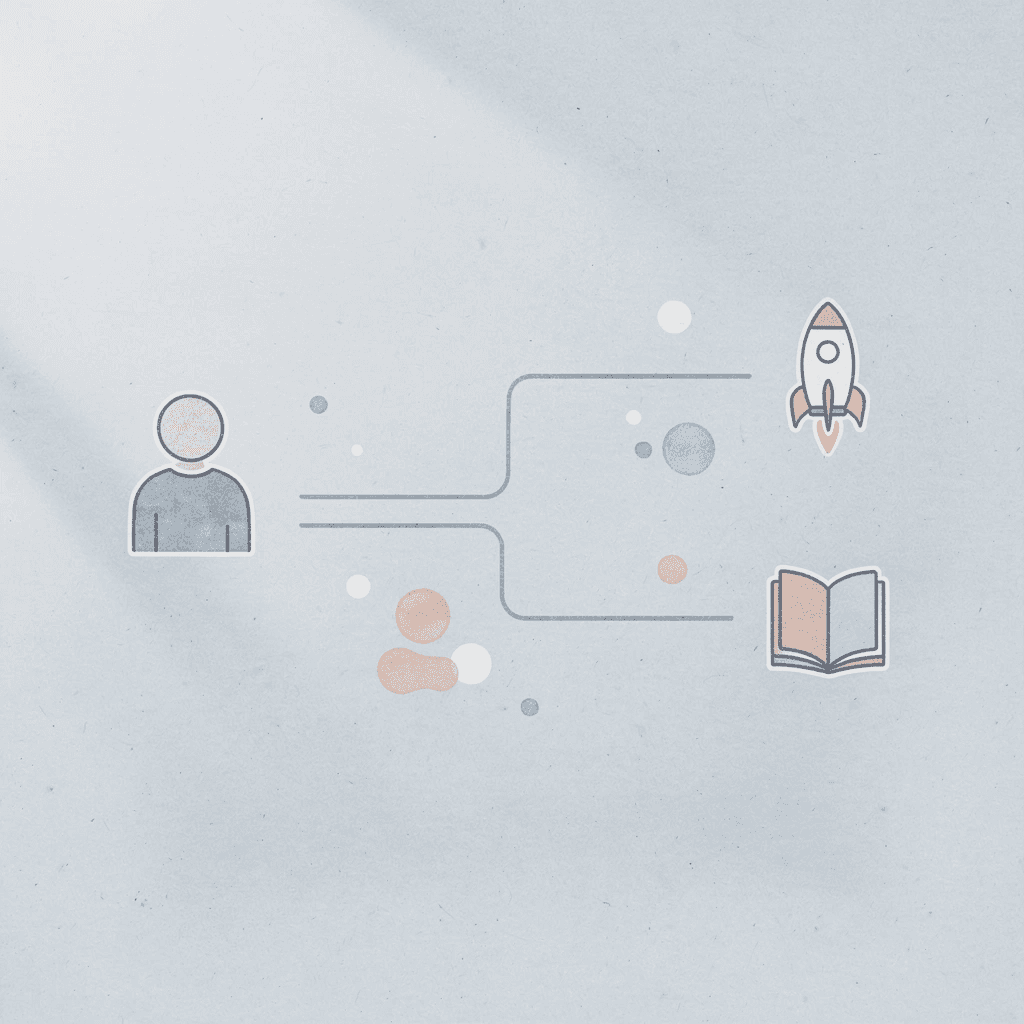 Icon showing the split between knowing and taking action