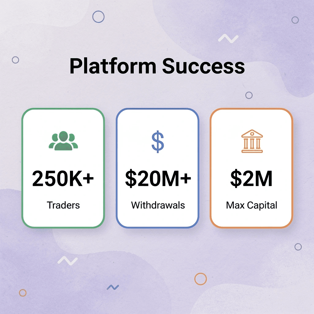 Statistics showing platform success metrics
