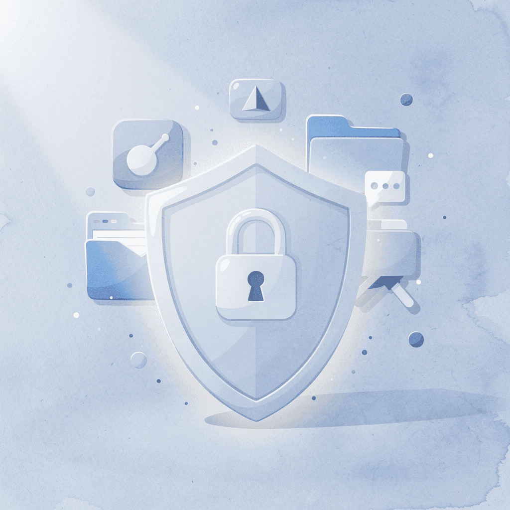 Shield representing broker's legal protection with exposed elements behind it