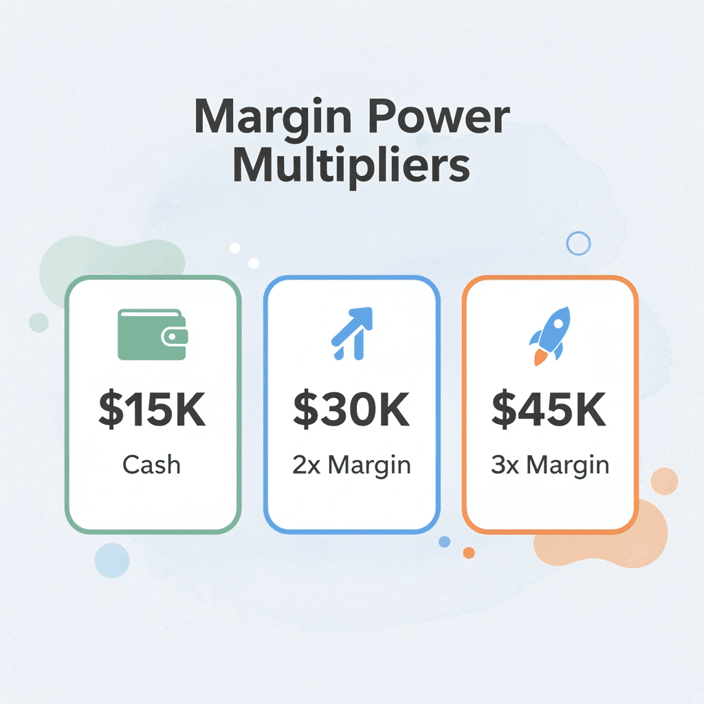 Infographic showing margin loan multiplier effects on account value