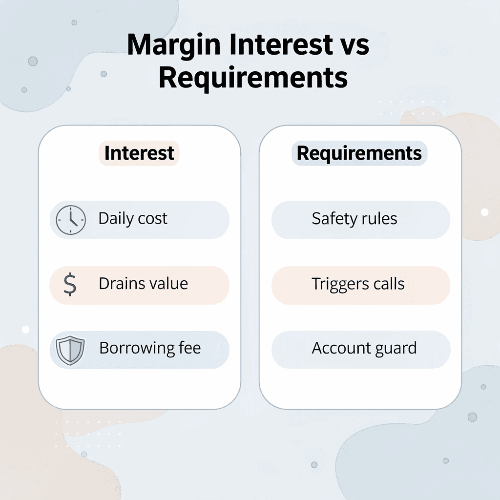 Comparison table of margin interest versus margin requirements