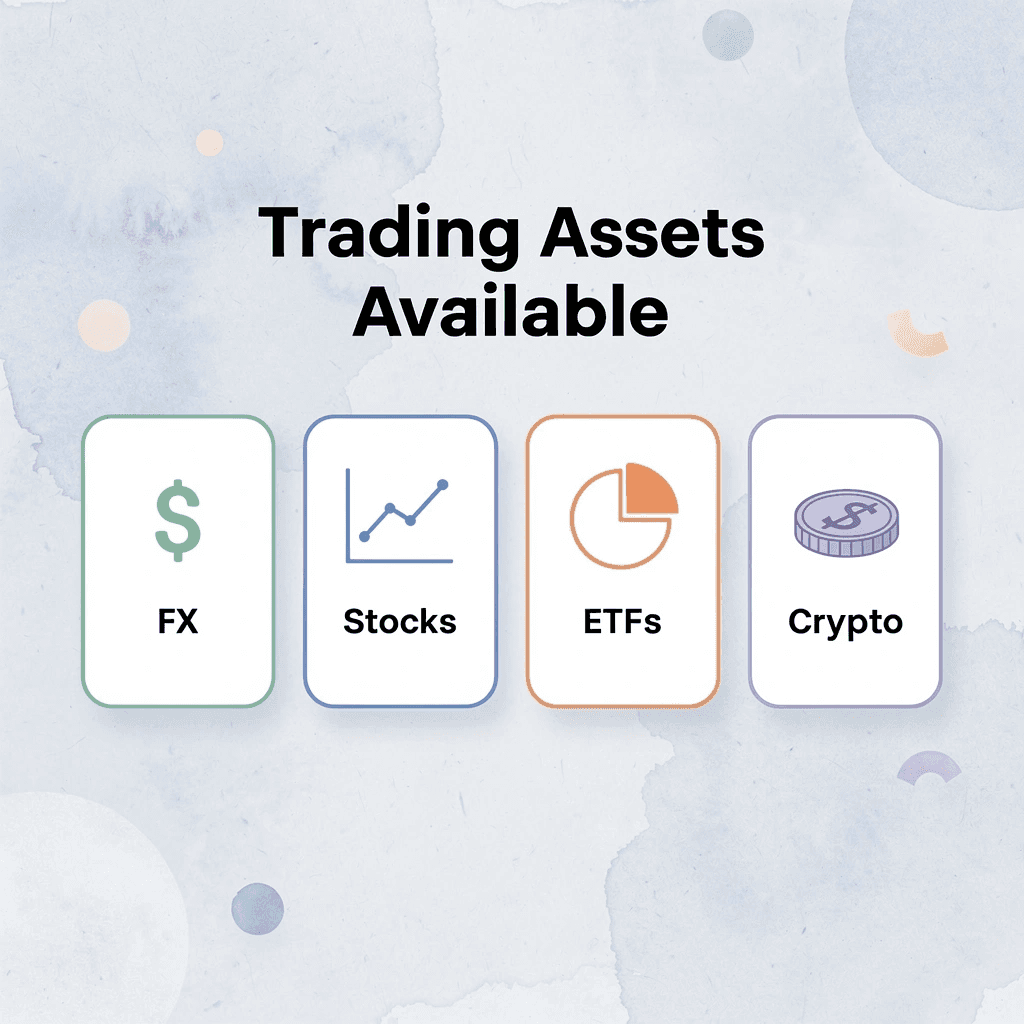 Infographic showing four trading asset types available