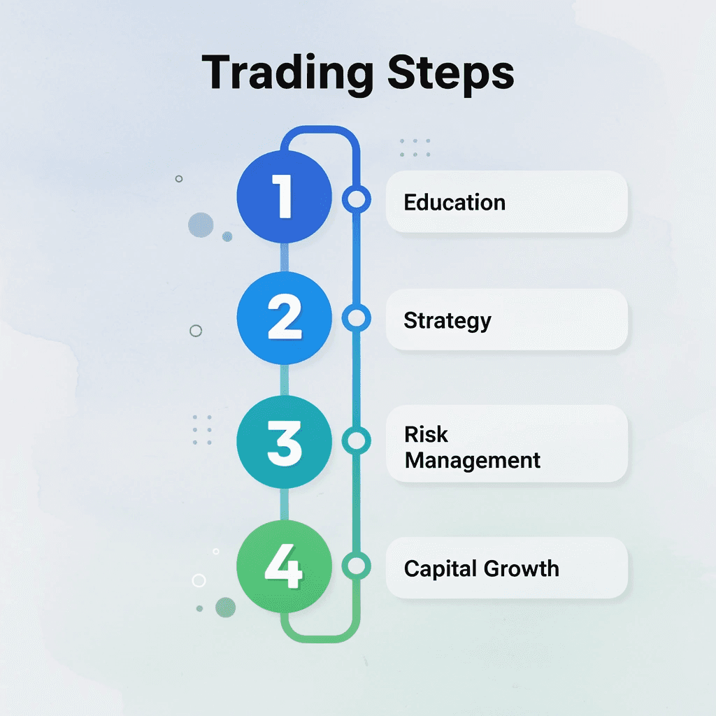  Numbered steps showing trading progression