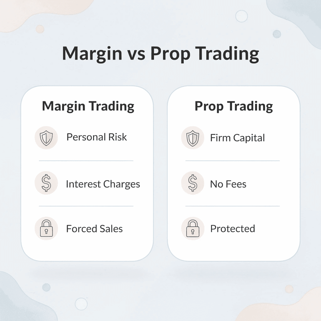 Comparison of margin trading versus prop trading features