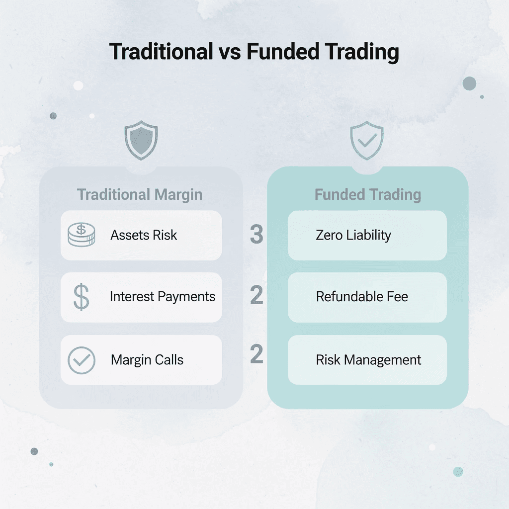 Comparison table between traditional margin and funded trading