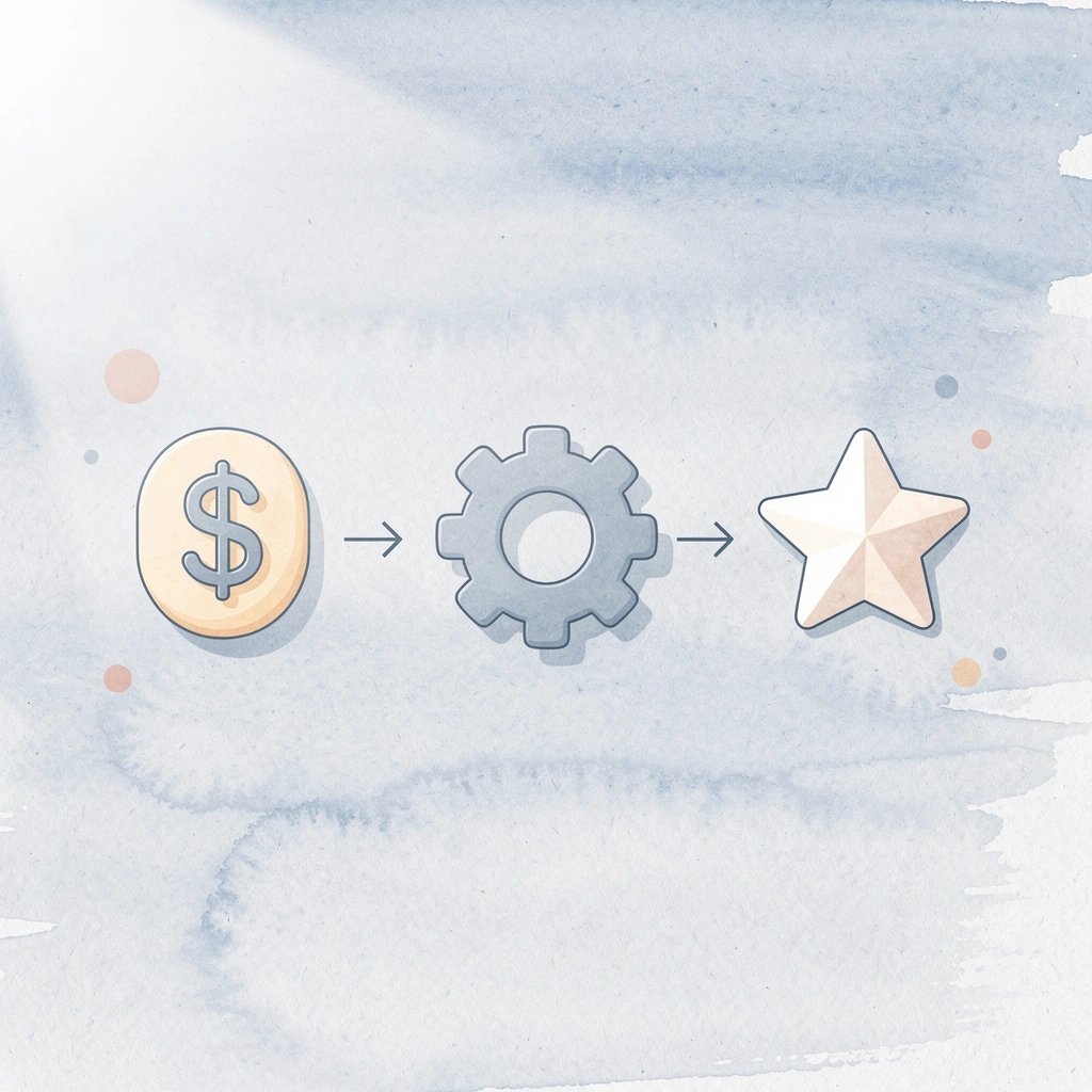 Three icons representing financial preparation, realistic goals, and proven success