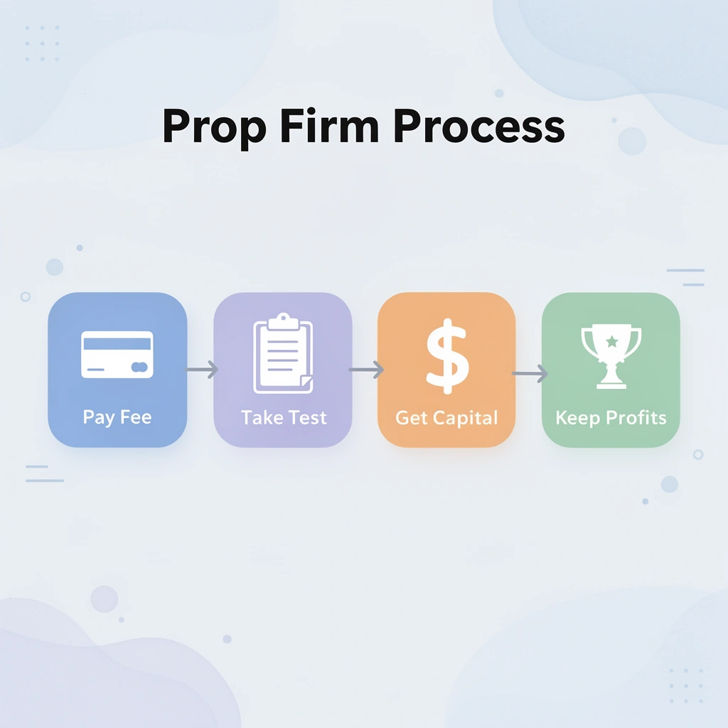 Process flow showing prop firm evaluation steps