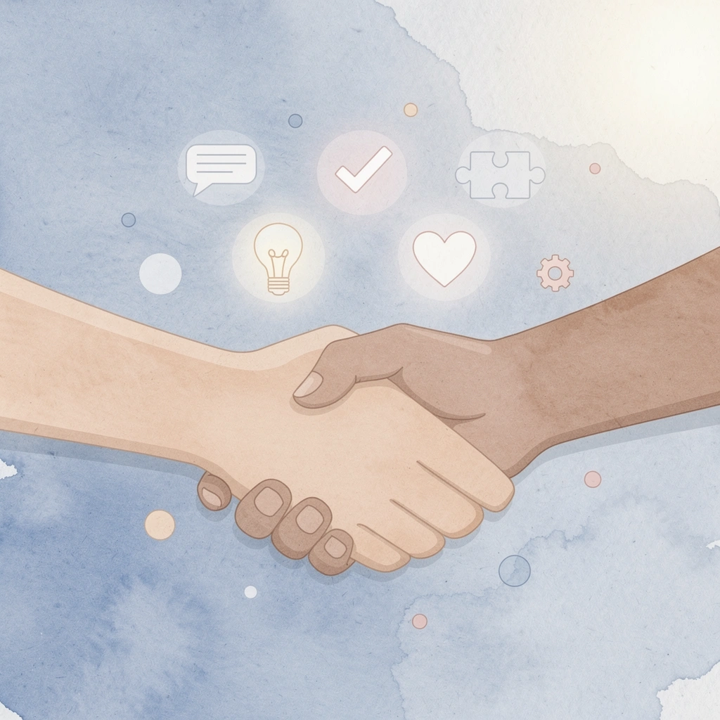 Partnership handshake scene representing aligned interests between trader and prop firm