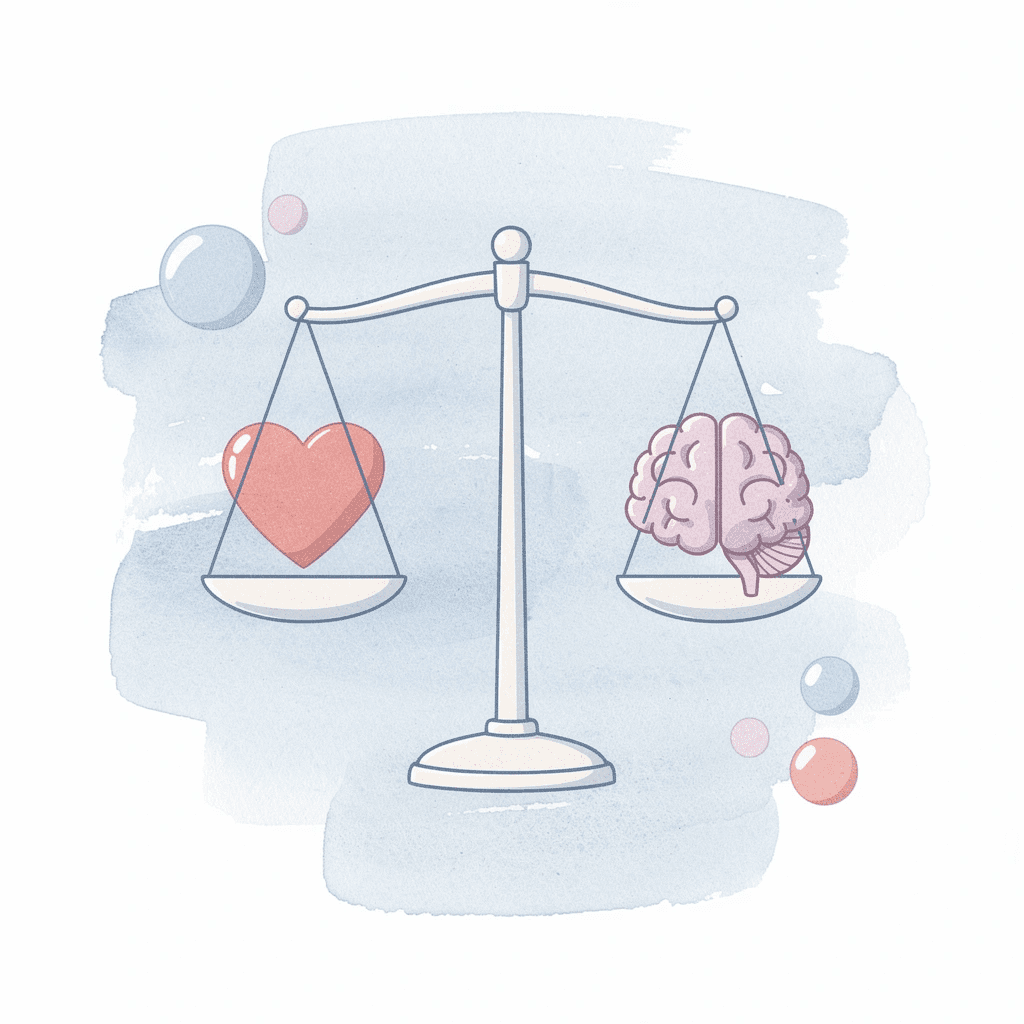  Balance scale showing personal situation versus market conditions
