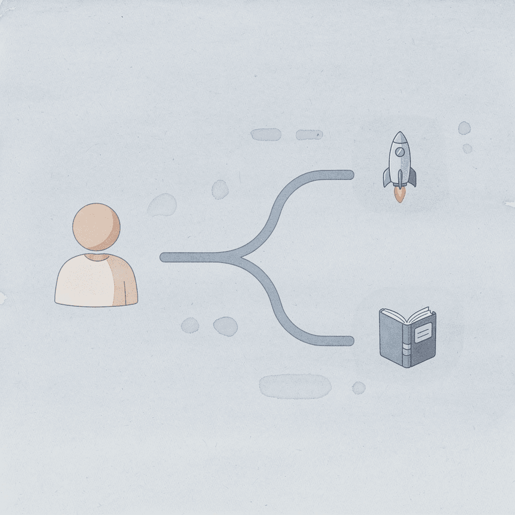 Icon showing options trading splitting into two different outcome paths