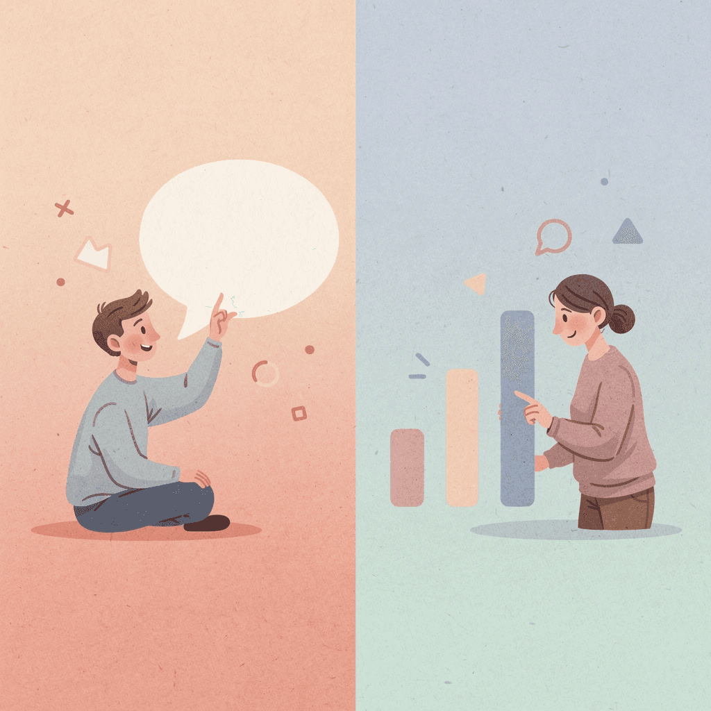 Split scene showing trading struggles versus trading success