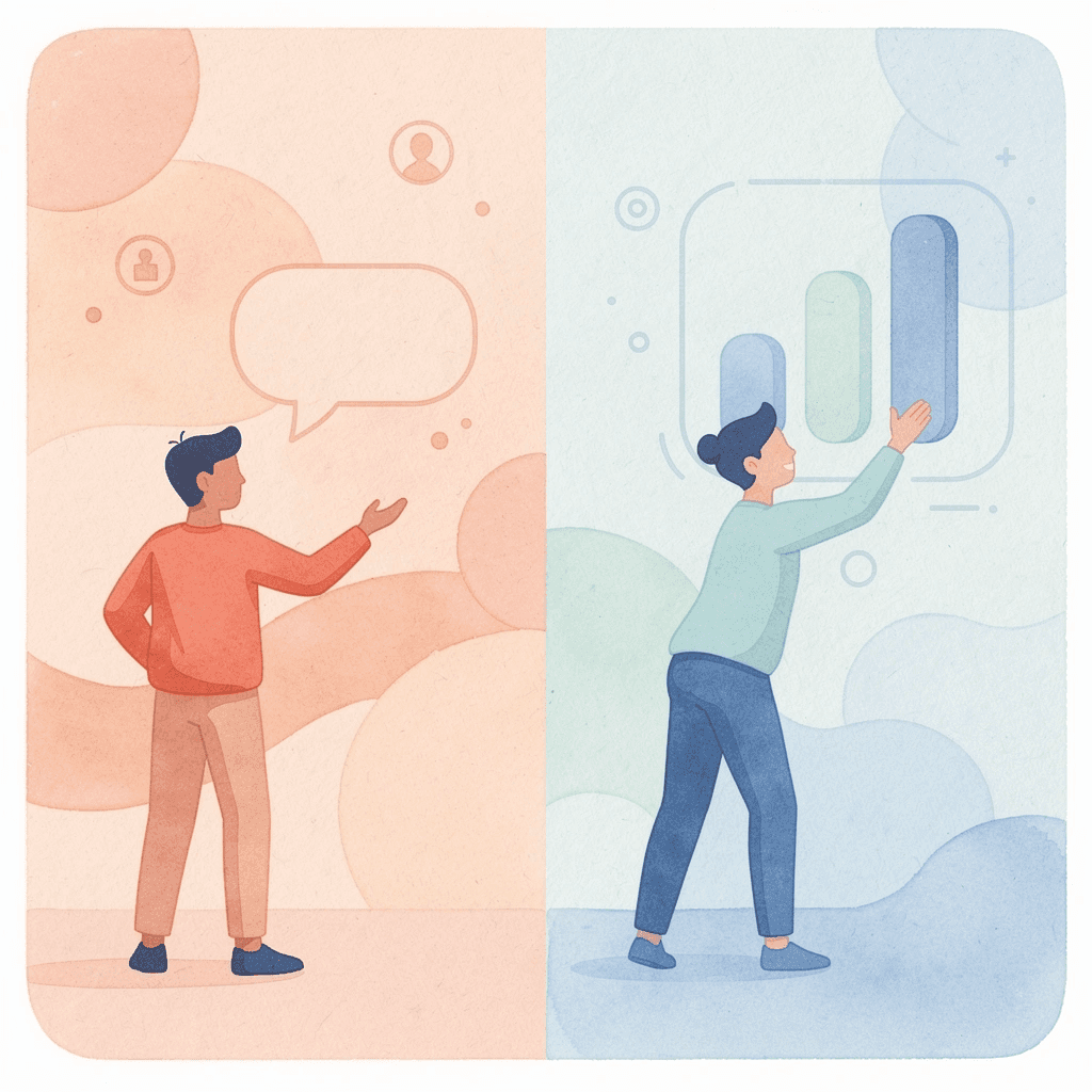 Split scene showing emotional trader versus strategic trader approaches