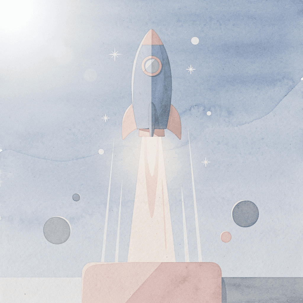 Rocket launching upward representing explosive growth in proprietary trading