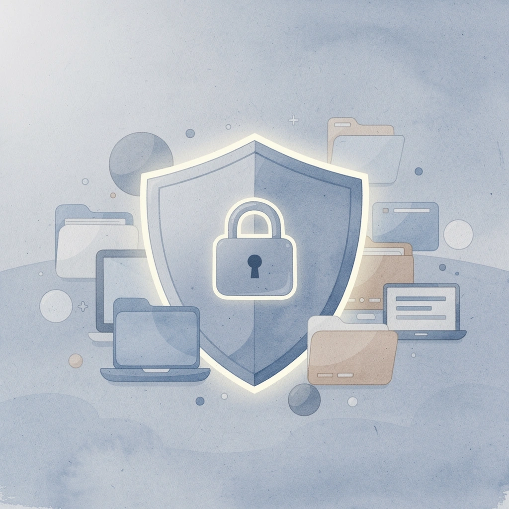 Shield protecting trader from financial risk illustration