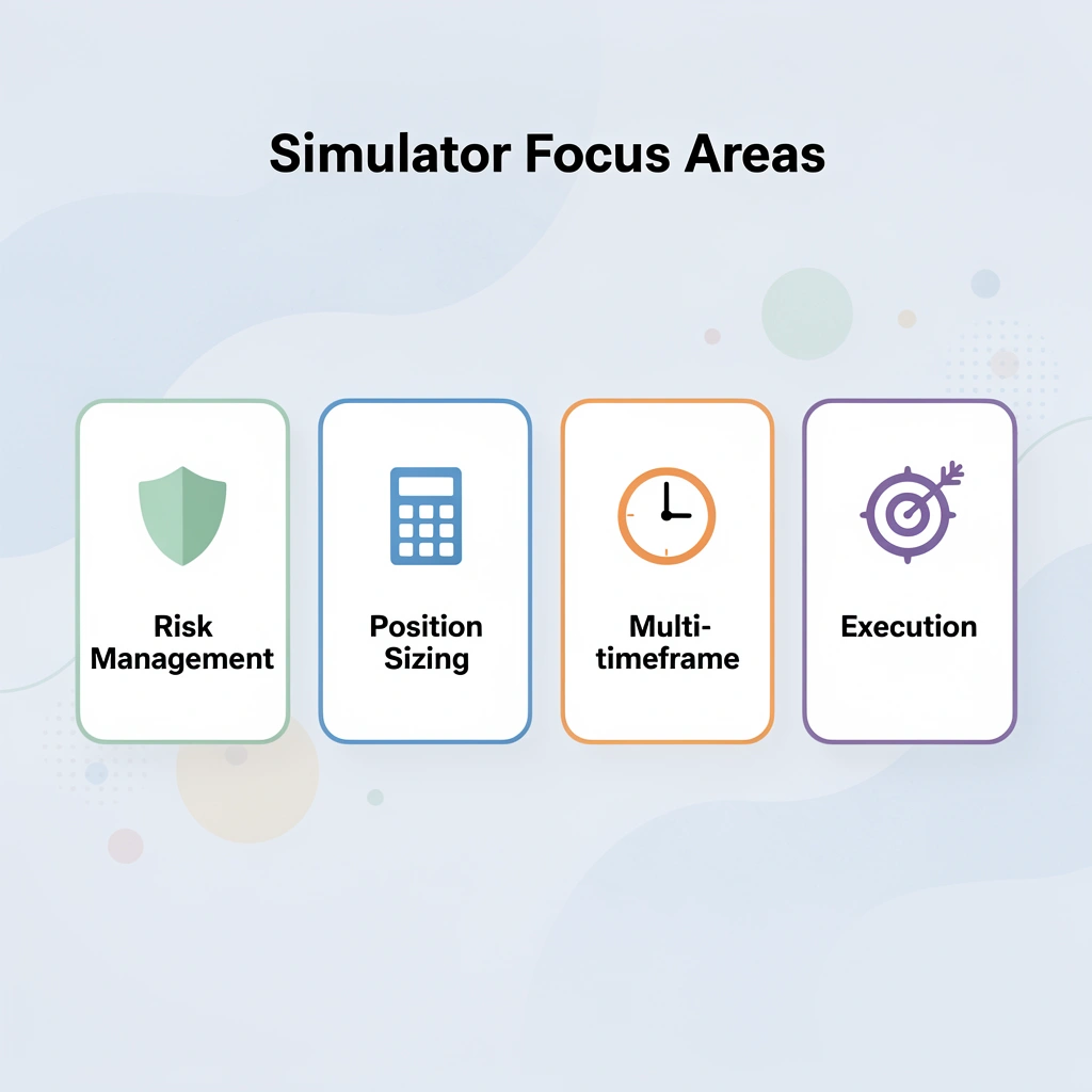  Infographic showing four simulator focus areas for veteran traders