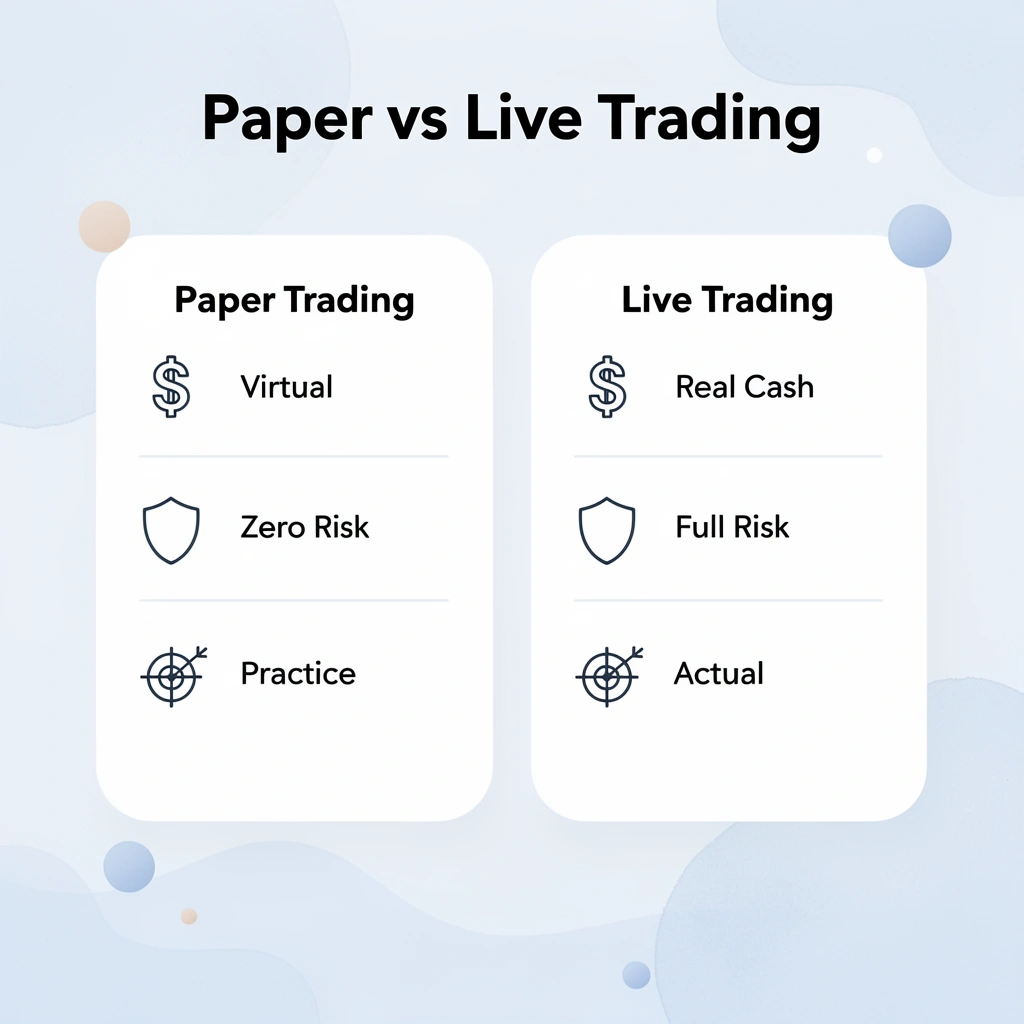 Comparison chart between paper trading and live trading