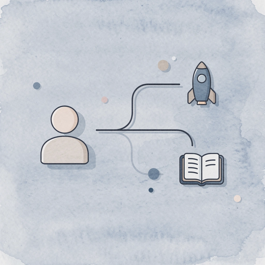 Icon showing demo trading splitting into real trading paths