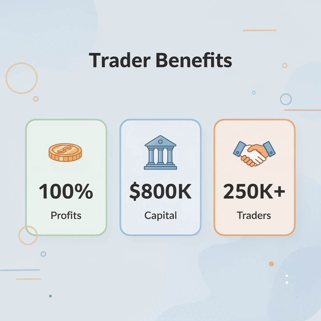 Statistics showing trader benefits and community size