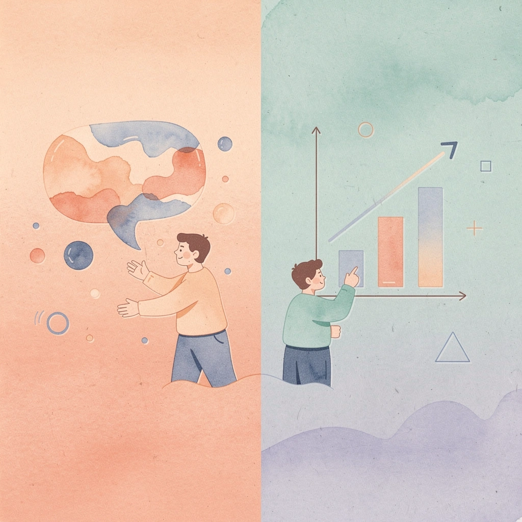 Split scene showing contrast between small account losses and funded account success
