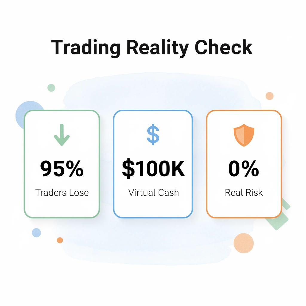 Statistics showing trading reality and paper trading benefits