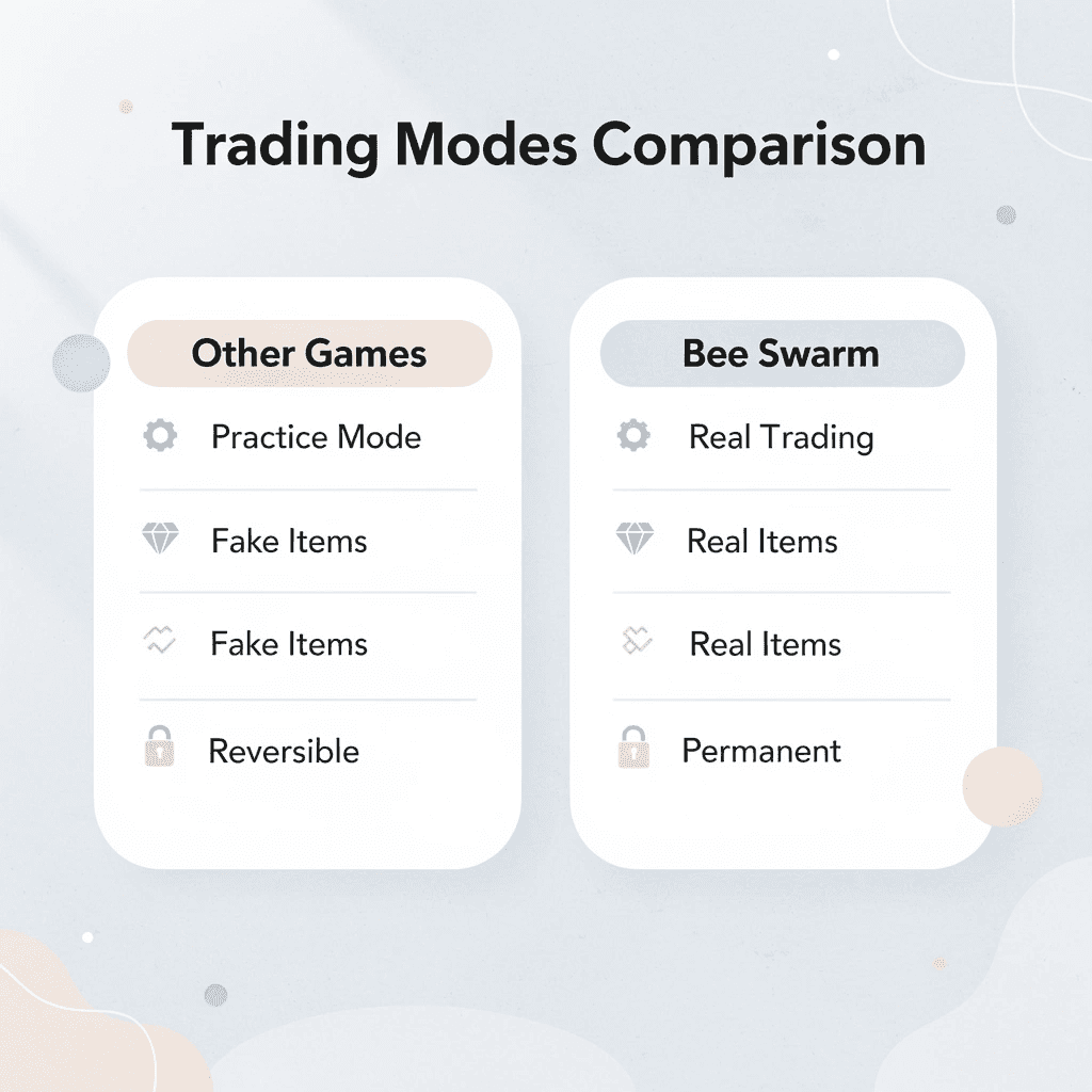 Comparison between other games and Bee Swarm trading modes